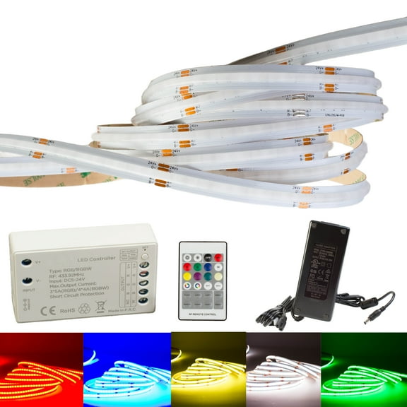 LEDupdates 24v COB RGB color changing LED Strip light   Controller   UL Power supply
