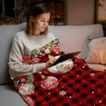 thumbnail image 5 of Christmas Balls Poinsettia Flannel Blanket for Bed,Travel and Camping, Fir Leaves Winter Snowflakes Super Soft Cozy Blanket for All Seasons 40"x60", 5 of 9