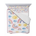 thumbnail image 7 of Quilts Twin Size Bedding Set, Rainbow Sunshine Lightweight Quilted Comforter, Rainy Cute Pink Border Soft Reversible Bedspread Coverlet with Pillow Covers for All Season, 68" x 86", 7 of 7