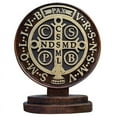 thumbnail image 3 of Catholic Saint Saint Benedict Protection Medal Double-Sided Desktop Ornament Exorcism Wooden Relief Religious Gift, 3 of 5