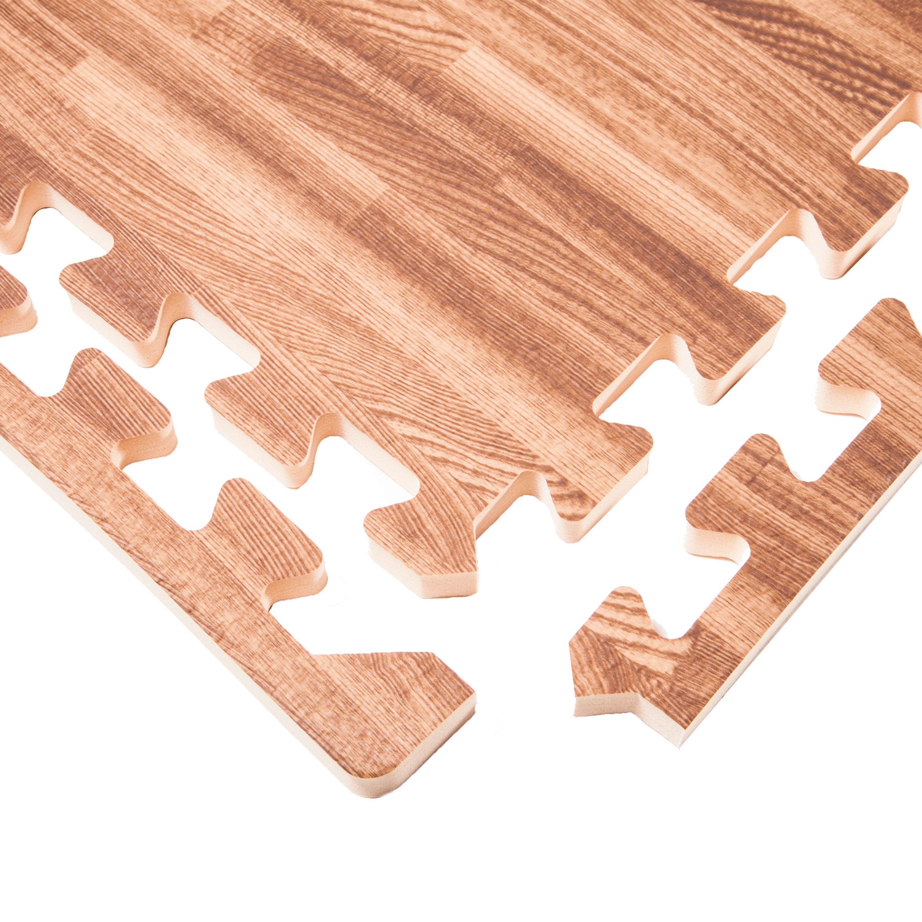 FlooringInc Premium 5/8" Thick Soft Wood Interlocking Foam Tiles, Yoga, Kids Play Mat, 2'x2', 6 Pack, 24 sqft, Textured Maple