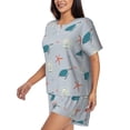 thumbnail image 2 of "Wukai Turtles And Shells Women's Pajama Set - Short-Sleeve Top and Shorts with Elastic Waistband and Pockets for Loungewear, Yoga, and Casual Wear-Large, 2 of 8