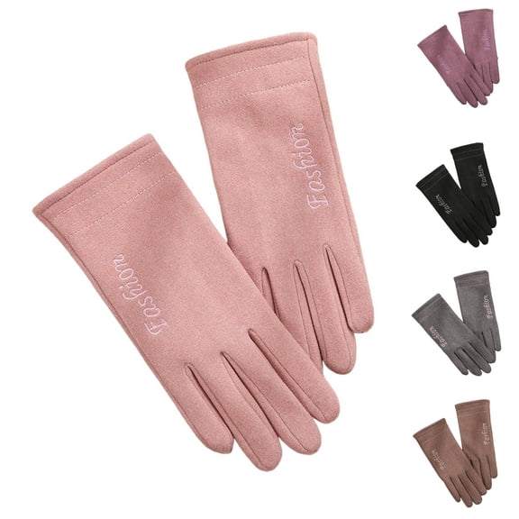 KLOY2K Women's Fleece Lined Touchscreen Gloves, Winter Warm Gloves with Smartphone Compatibility Black Universal Fit