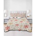 thumbnail image 2 of Twin XL Quilt Bedding Set, Winter Snowflakes Reversible Summer Quilt 3 Pieces, Red Yellow Christmas Snowflakes Beige Lightweight Bedspreads Coverlets with 2 Pillow Shams for All Seasons, 2 of 5
