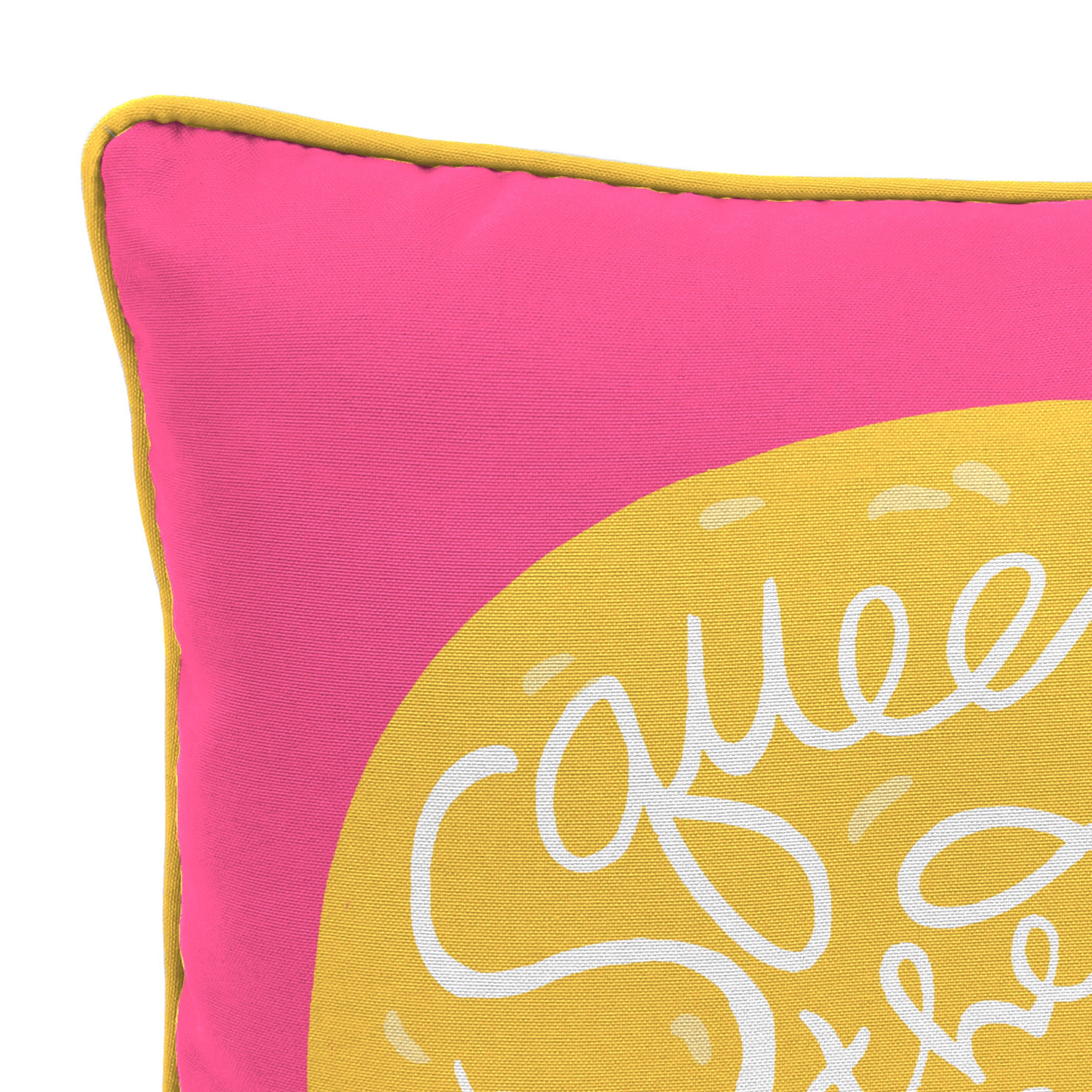 Jordan Manufacturing 16" x 16" Squeeze the Day Coral Novelty Square Outdoor Throw Pillow with Welt