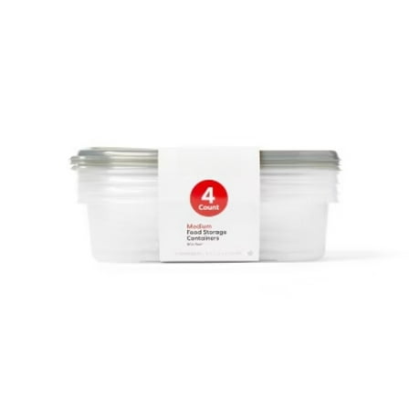 Airtight Medium Rectangle Food Storage Containers - 76 fl oz/4ct