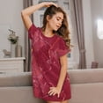 thumbnail image 3 of Fuzoiu Abstract Red Marble Print Women Nightgowns, Soft Comfy Lightweight Short Sleeves Sleepwear,Crew Neck Loungewear, 3 of 6