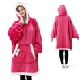 thumbnail image 3 of Joyfy Wearable Blanket Hoodie for Adults, Giggling Getup Sherpa Fleece Hooded Sweatshirt with Pocket & Sleeves, Cozy Gift for Women Men, Standard Bright Pink, 3 of 8