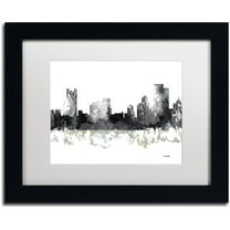 Trademark Fine Art "Pittsburgh PA Skyline BG-1" Canvas Art by Marlene Watson, White Matte, Black Frame