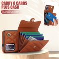 thumbnail image 6 of For Samsung Galaxy S20 FE RFID Blocking Protective Purse Wallet Case Magnetic Flip Cover Multi-Card Slots Pocket With Detachable Shoulder Strap And Wrist Strap,Brown,For Galaxy S20 FE, 6 of 7