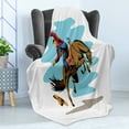 thumbnail image 4 of Rodeo Soft Flannel Fleece Throw Blanket, Cowboy Failing off His Horse in an Arena Old West Exotic Sports Digital Graphic, Cozy Plush for Indoor and Outdoor Use, 70" x 90", Multicolor, by Ambesonne, 4 of 5