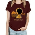 thumbnail image 2 of JURANMO Solar Eclipse Shirts for Women 2024 Total Eclipse T-Shirt Summer Casual Round Neck Short Sleeve Blouse Shirts Cotton Comfy Basic Tees Tops Wine XXL Sales Today Clearance Prime Only, 2 of 4