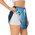 thumbnail image 3 of Lsque Butterflies And Waterlily In Water Printed Women's Running Shorts with Liner Pockets,Elastic Quick Dry Workout Athletic Gym Yoga Shorts,Womens High Waist Shorts-Large, 3 of 9