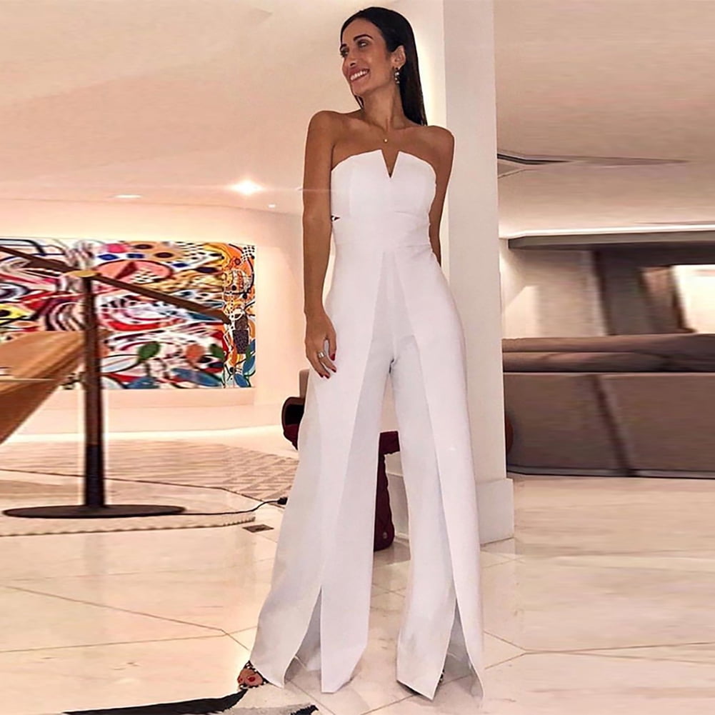 Alloet Elegant Women Jumpsuit Strapless 