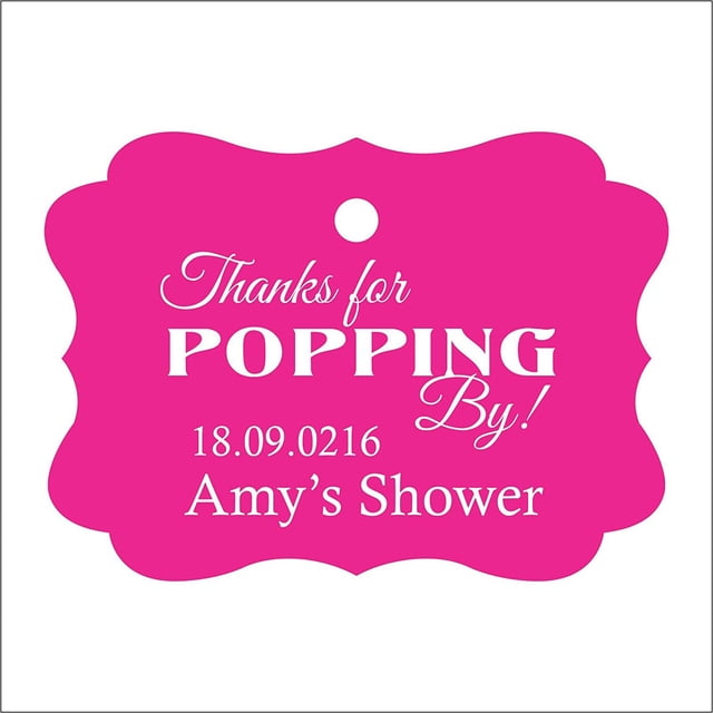 100 PCS Personalized Baby Shower Favors Tags Custom Quote Thank You For Popping By Baby Shower Gift Hang Tags