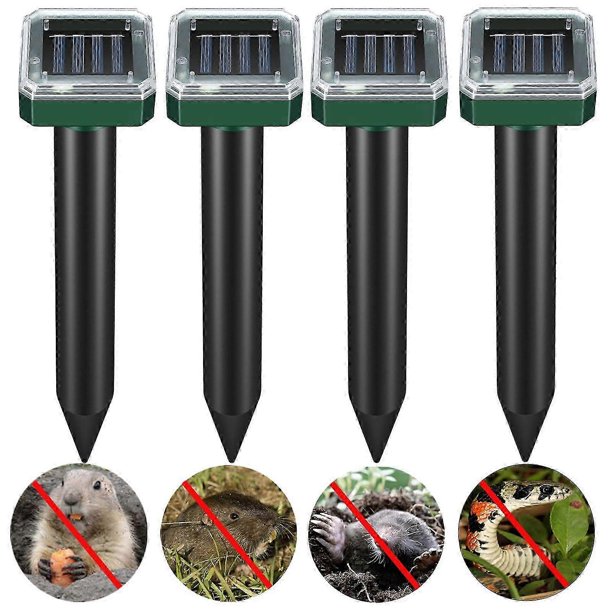 Solar Mole Repellent, Ultrasonic Mole Repellent Solar PoweredOutdoor Waterproof Ultrasonic Snake Repellent for Get Rid of Mole, Gopher, Snakes, Vole a