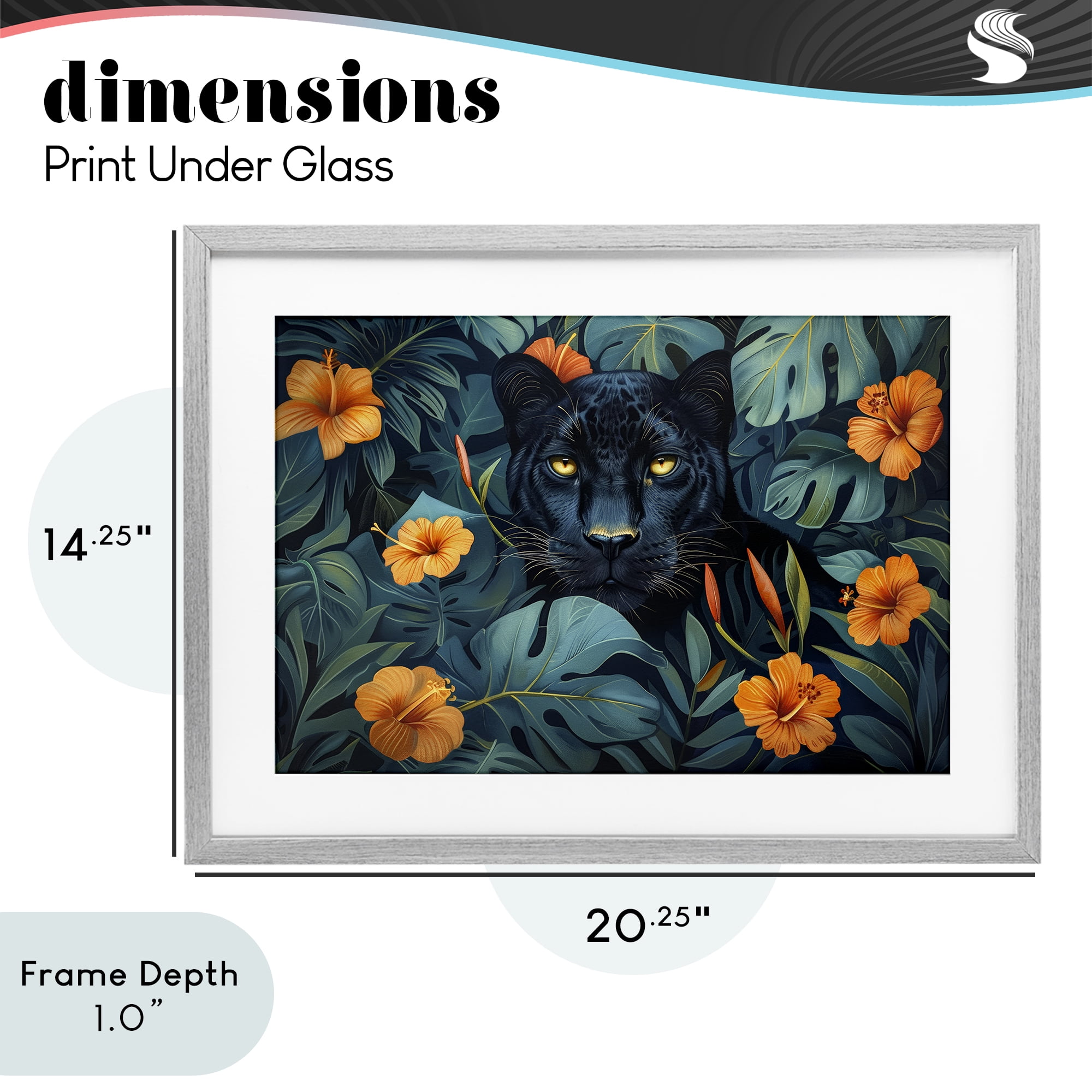 Stupell Industries Hiding Panther's Paradise Gray Framed Print Under Glass, design by Ray Powers