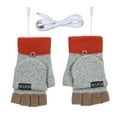 thumbnail image 3 of Jinhomg winter mittens for women men thermal USB Electric Heating Gloves soft comfy knitted Fingerless Convertible Mittens unisex Cold Weather Accessories Prime Big Deal Days Gray Free Size, 3 of 10
