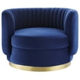 thumbnail image 7 of Armchair Swivel Accent Tufted Chair, Navy Gold, Velvet, Modern Contemporary, Living Lounge Cafe Room Hotel Lobby Hospitality, 7 of 7
