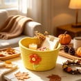 thumbnail image 5 of OANLKGI 7 in Cotton Rope Storage Basket With Cute Flower Decor Small Woven Organizer Bin Candy Holder For Halloween Thanksgiving Desktop Snack Key Makeup Home Tabletop Decor, 5 of 7
