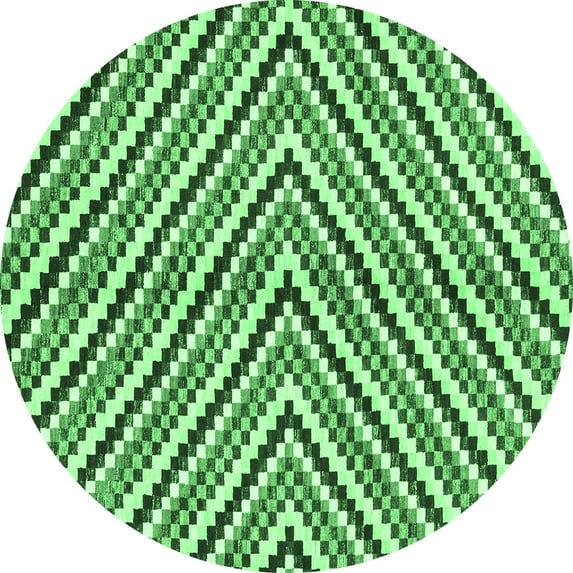 Ahgly Company Indoor Round Abstract Emerald Green Modern Area Rugs, 4' Round