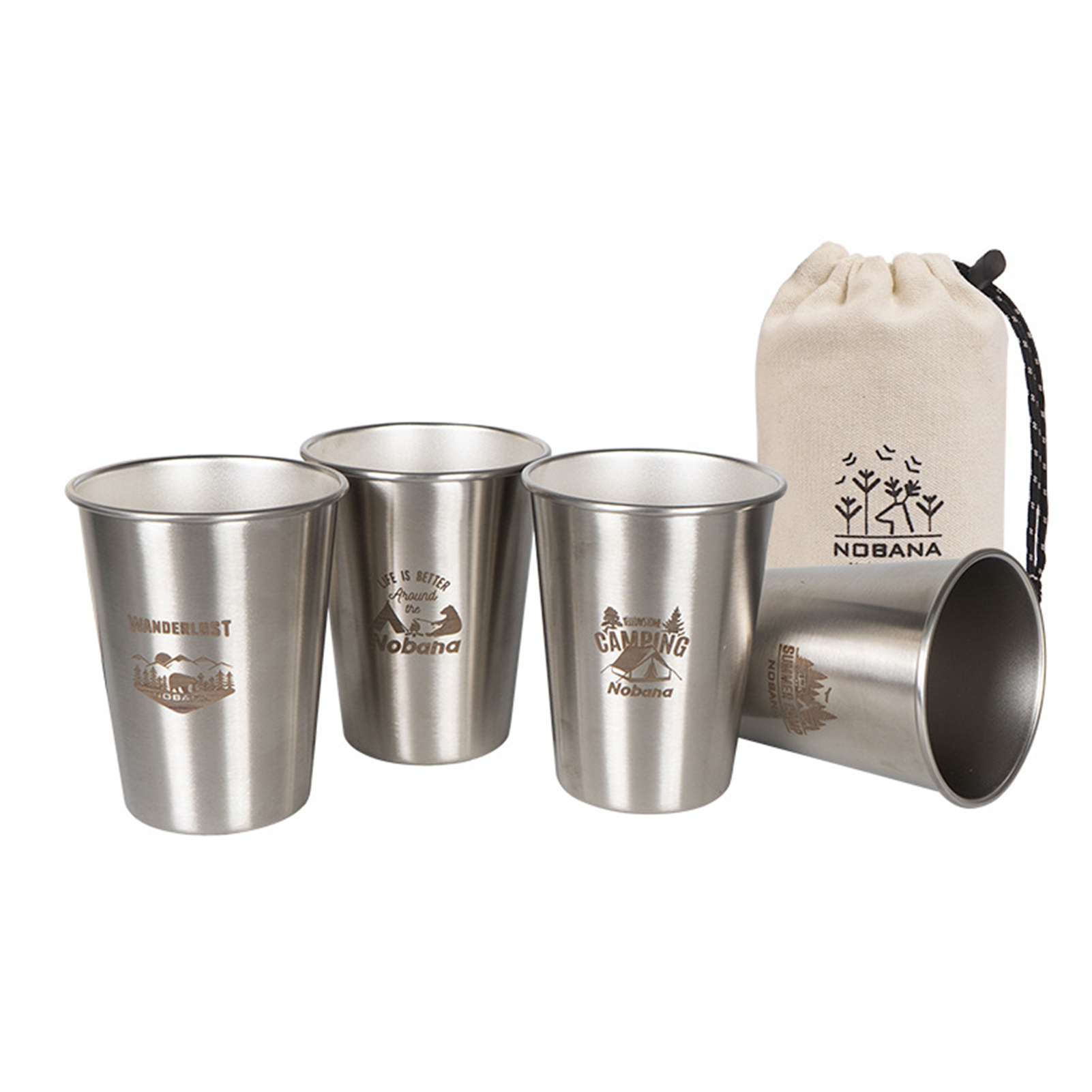 4Pack Stainless Steel Drinking Glasses, Unbreakable Stackable Coffee