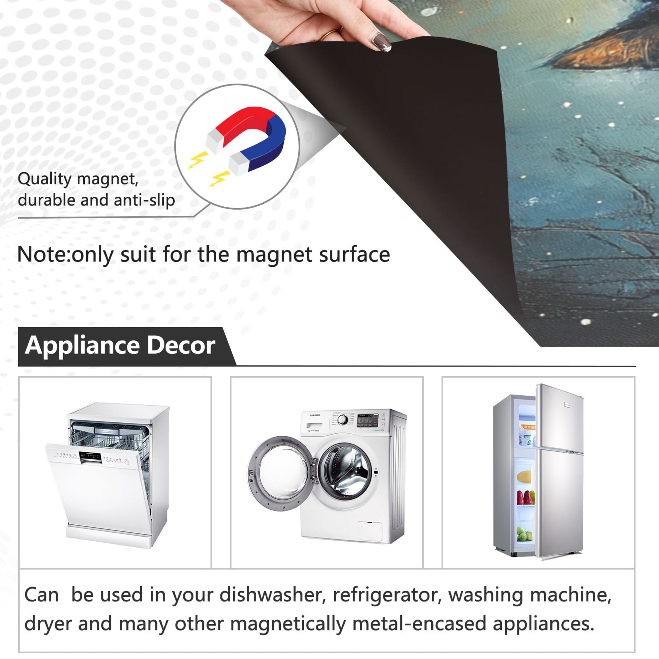 Dishwasher Magnetic Sticker 23x26 Inch Refrigerator Magnetic Sticker Washing Machine Magnetic Sticker Kitchen Panel Magnetic Sticker Home Decor Cute Magic Cat