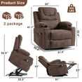 thumbnail image 4 of UHOMEPRO Power Lift Chair for Elderly, Velvet Recliner Chair with Massage and Heat, Overstuffed Recliner Sofa Chair with USB Port and Side Pocket for Living Room, Brown, 4 of 10