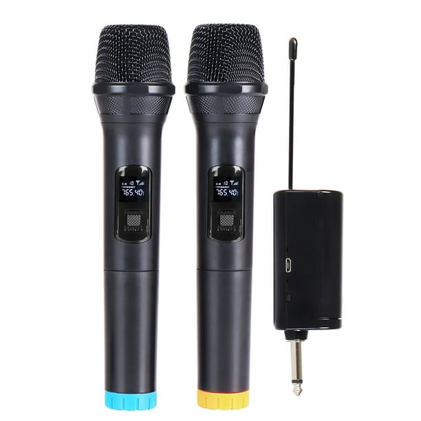 Yeacher Muslady Microphone de karaoké sans fil professionnel UHF double  canal dynamique sans fil micro portable sans fil avec récepteur  rechargeable pour karaoké présentation réunion de mariage 