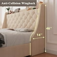 thumbnail image 2 of Feonase Upholstered Queen Bed Frame with 4 Storage Drawers, Charging Station and Tufted Wingback Storage Headboard, No Box Spring Needed, Easy Assembly, Beige, 2 of 7
