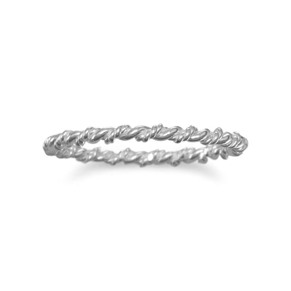 .925 Sterling Silver Thin Twisted Women's Band Ring