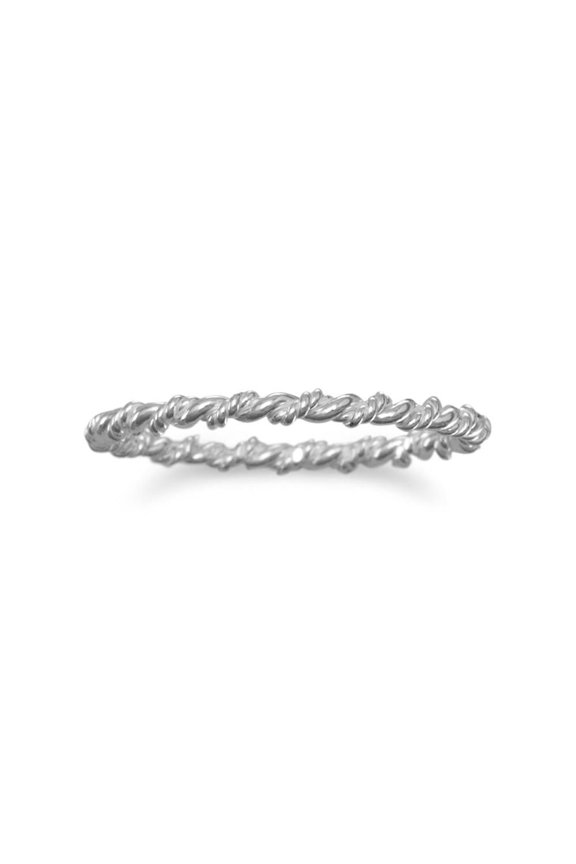 .925 Sterling Silver Thin Twisted Women's Band Ring