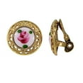 thumbnail image 2 of 1928 Jewelry Women's Flower Decal Stone Round Clip On Earrings, 2 of 4