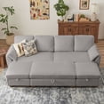 thumbnail image 6 of Pingliang Home Corduroy Sectional Sofa with 3 Ottomans, Modern Modular Sofa Couch with Storage Coffee Table Ottoman,4 Seat U-Shaped Couch Sofa for Living Room, Apartment, Apt,Office,Studio,Light Gray, 6 of 9