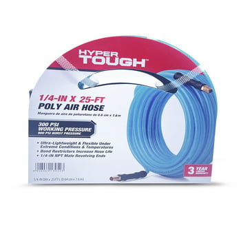 Hyper Tough 1/4in x 25ft Poly Air Hose, Ultra Light, and Flexible