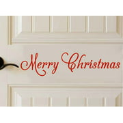 2# Merry Christmas Holidays Red 21 x 5 Vinyl Wall Decal Calligraphy entrance front door decorative sticker decor art cute heart