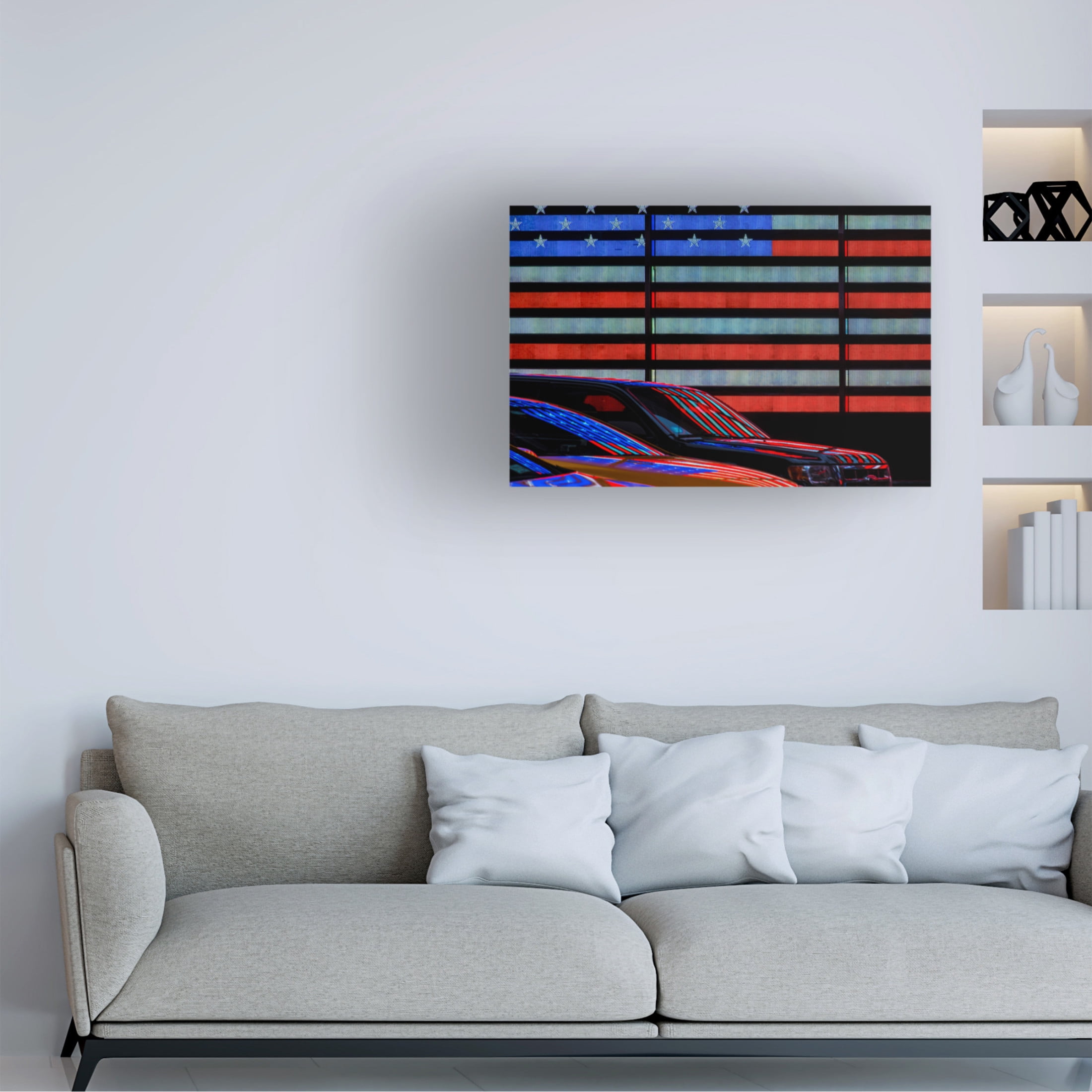 Canvas Wall Art - Linda Wride 'Stars And Stripes Reflected' Wall Art for Living Room, Bedroom, or Office Décor by Trademark Fine Art - 24 x 16 Inches