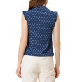thumbnail image 3 of INSPIRE CHIC Women's Heart Print Vintage Ruffle Sleeveless Bow Tie Work Blouse Top, 3 of 5