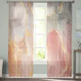thumbnail image 4 of Pink Gradient Marble Gold Silk Textured Pattern Sheer Curtains for Living Room Voile Tulle Curtain Window Drapes, 4 of 7
