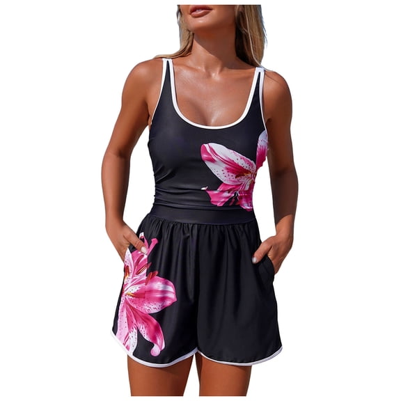 BOBOGOJP One Piece Swimsuits for Women Bathing Suit with Skirt Adjustable Swim Dress Swimwear Pink for Size L