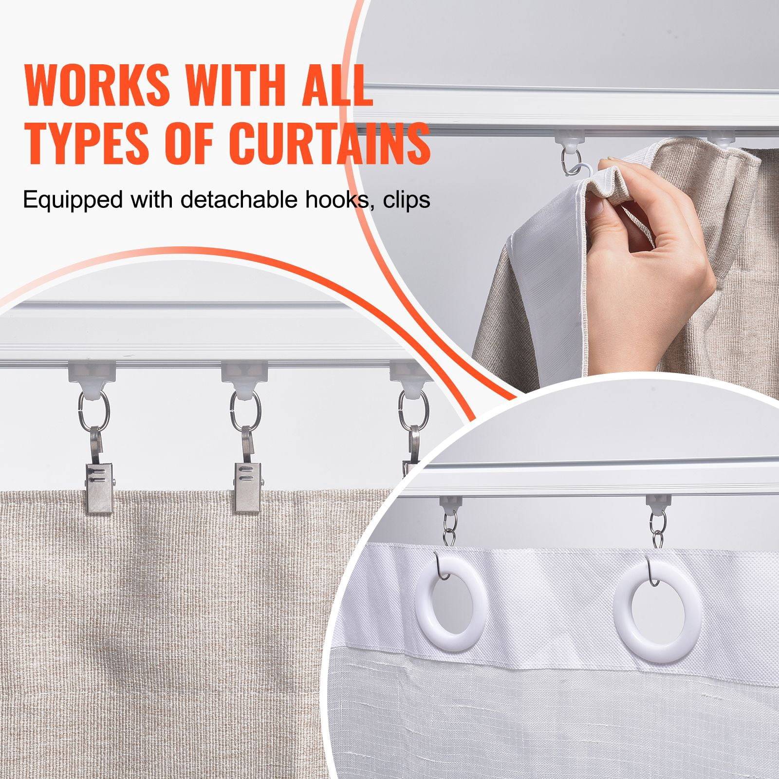 Ceiling Curtain Track Set 4-Pack 35 Inch Tracks Aluminum Alloy Smooth Sliding Ceiling or Wall Mount for Various Curtain Types