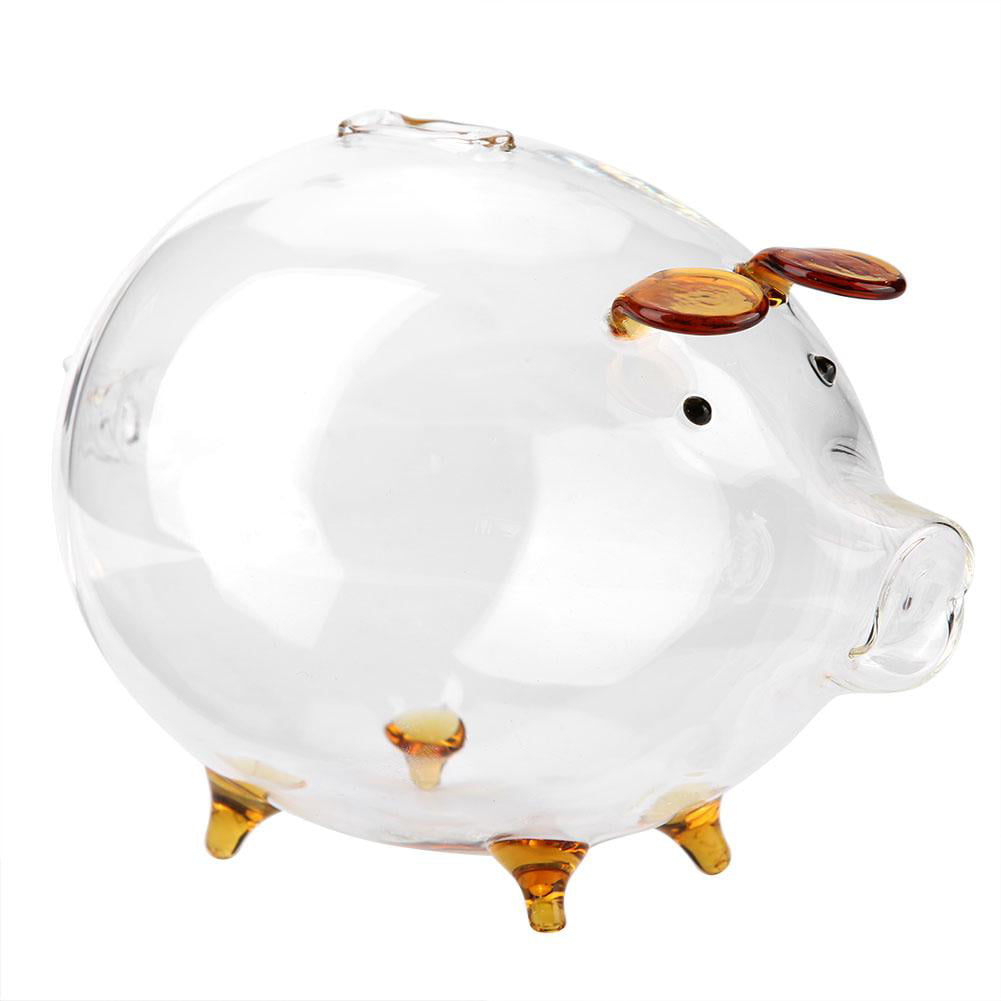 Cute Glass Piggy Bank Chubby Pig Saving Box Money Cash Collectible Filler Gifts 