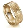 thumbnail image 4 of Wedding Rings for Men. Fishermen's 8mm Gold Titanium Band w/ Fish Hooks, 4 of 5