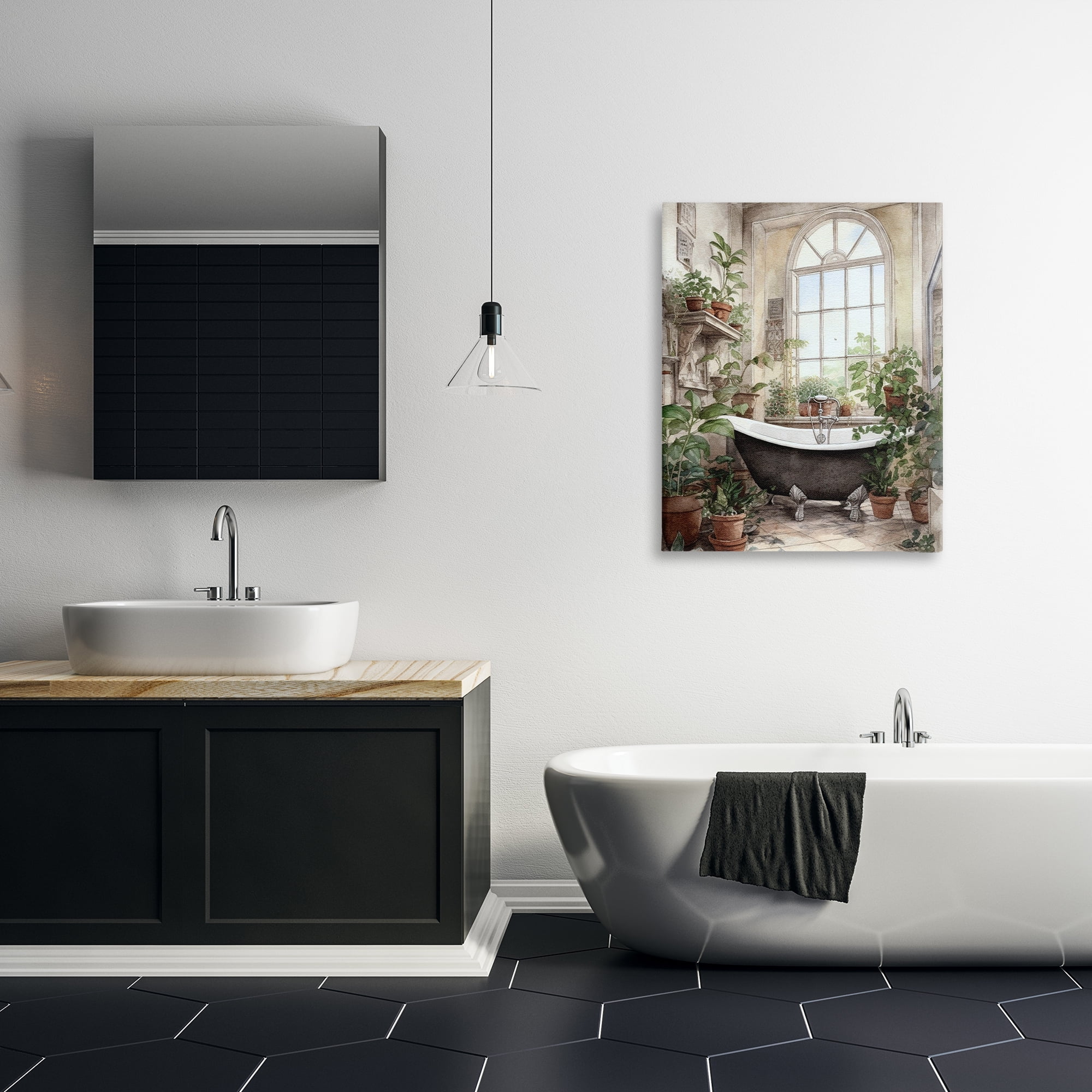 Vintage Sun Lit Bathtub Canvas Wall Art, design by Lettered and Lined
