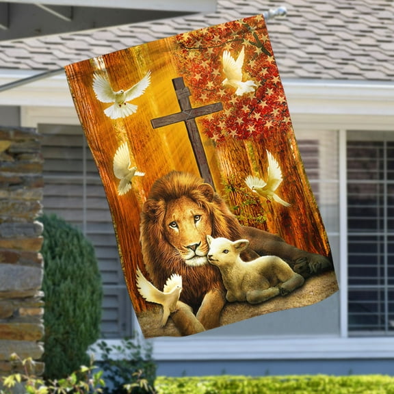 Jesus Christ Flag Lion Of Judah And Lamb Of God LNH043F - Garden Flag (11.5" x 17.5")