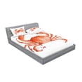 thumbnail image 2 of Ambesonne Ocean Fitted Sheet & Pillow Sham Set, Sea Animals Theme Crabs, King, Vermilion, 2 of 2