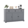 thumbnail image 1 of Gymax Buffet Moderne 53,5 Po Armoire de Rangement avec 3 Tiroirs 3 Portes Gris, 1 of 10