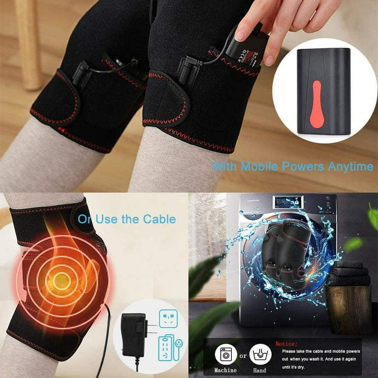 Comfier Cordless Knee Massager with Heat, Vibration Knee Brace Wrap for Arthritis Pain Relief, 3-in-1 Heating Pad for Knee Shoulder Elbow, Knee Warmer