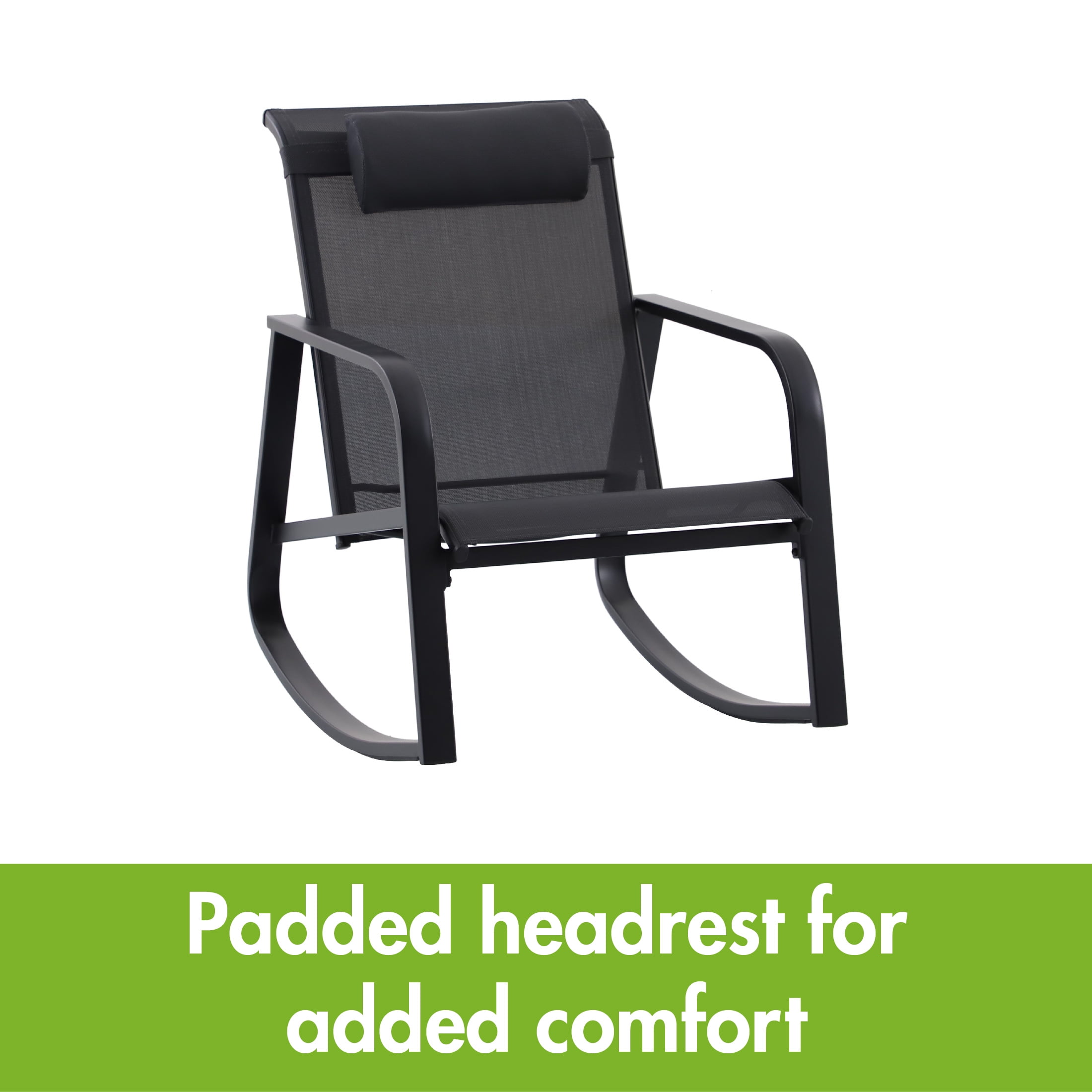 Mainstays Dashwood 3-Piece Steel Outdoor Rocker Chat Set, Black