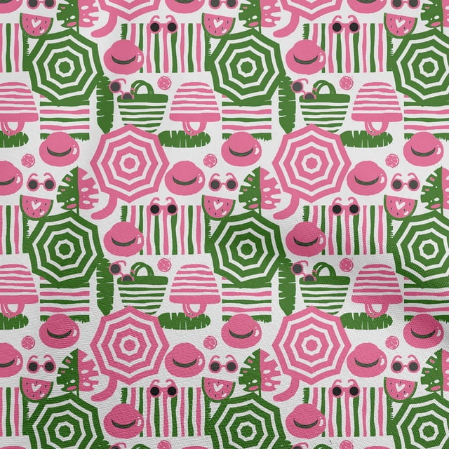 oneOone Cotton Flex Pink Fabric Beach Craft Projects Decor Fabric Printed By The Yard 40 Inch Wide